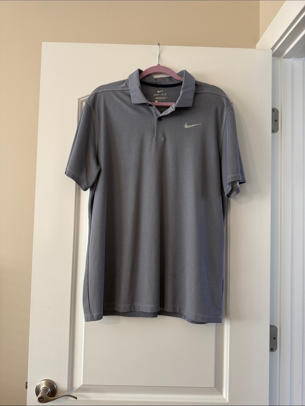 Nike Men’s Grey Dri-FIT Polo with Swoosh